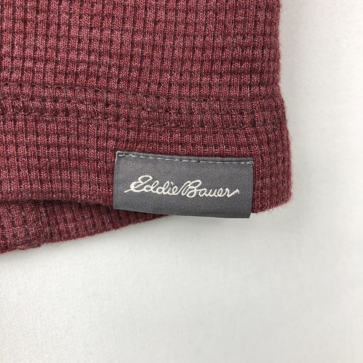 Eddie Bauer Herringbone Thermal Long-Sleeve T-Shirt (Waffle Pattern), Men's Size L (equivalent) cotton red type Vintage Second Hand