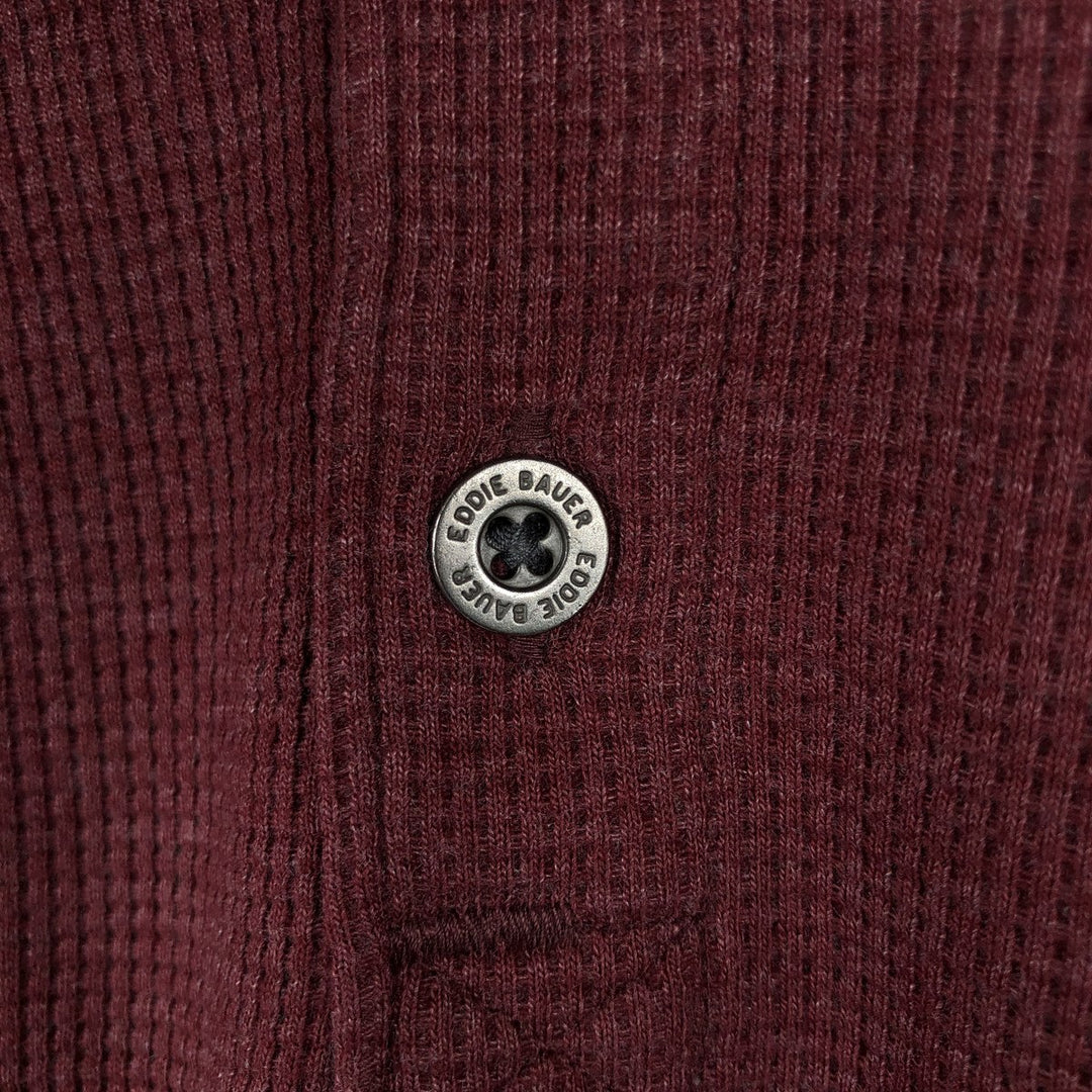 Eddie Bauer Herringbone Thermal Long-Sleeve T-Shirt (Waffle Pattern), Men's Size L (equivalent) cotton red type Vintage Second Hand
