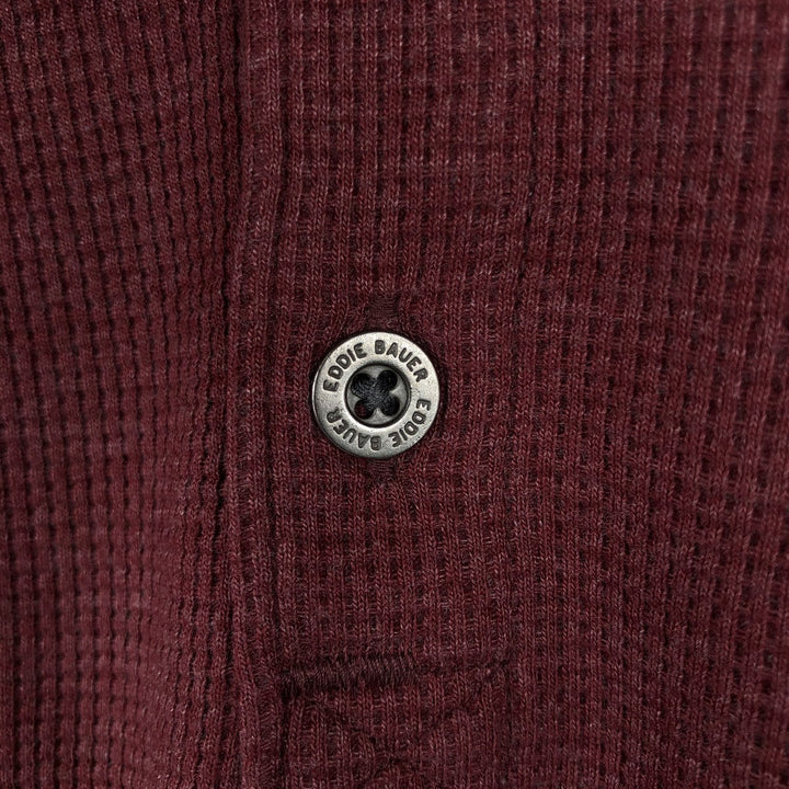 Eddie Bauer Herringbone Thermal Long-Sleeve T-Shirt (Waffle Pattern), Men's Size L (equivalent) cotton red type Vintage Second Hand