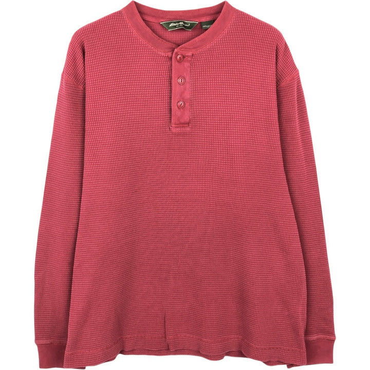 Eddie Bauer Herringbone Thermal Long-Sleeve T-Shirt, Men's Size L (approx.) cotton red type Vintage Second Hand