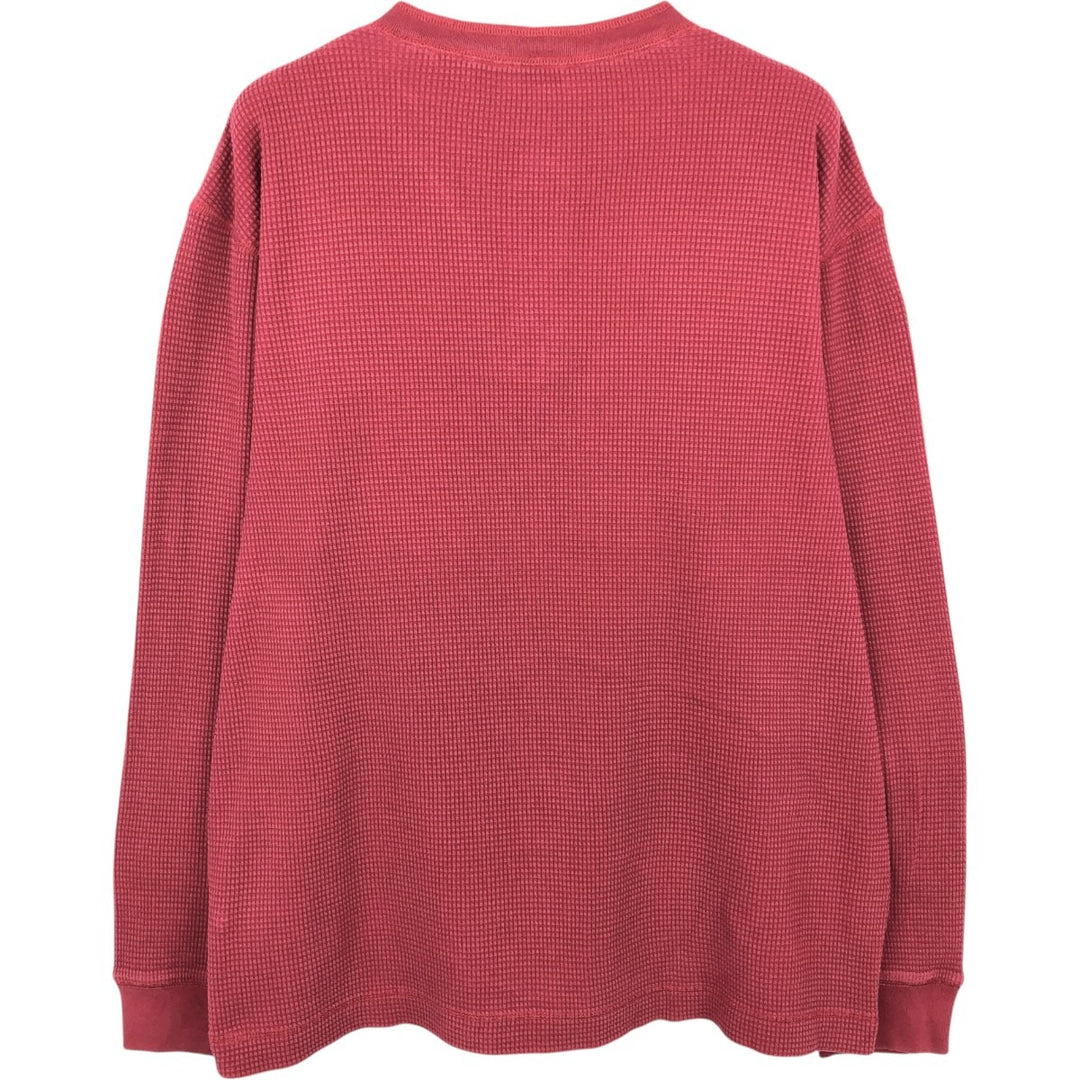 Eddie Bauer Herringbone Thermal Long-Sleeve T-Shirt, Men's Size L (approx.) cotton red type Vintage Second Hand