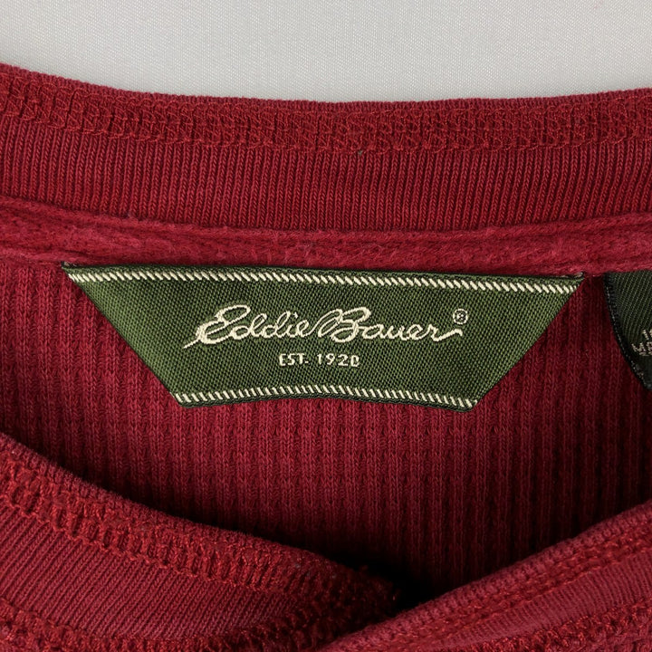 Eddie Bauer Herringbone Thermal Long-Sleeve T-Shirt, Men's Size L (approx.) cotton red type Vintage Second Hand