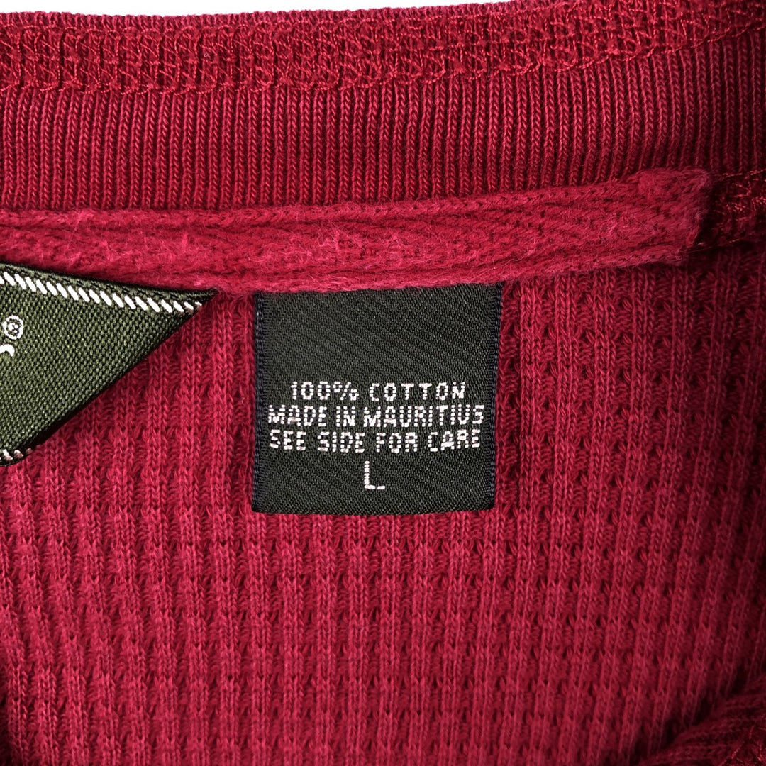 Eddie Bauer Herringbone Thermal Long-Sleeve T-Shirt, Men's Size L (approx.) cotton red type Vintage Second Hand