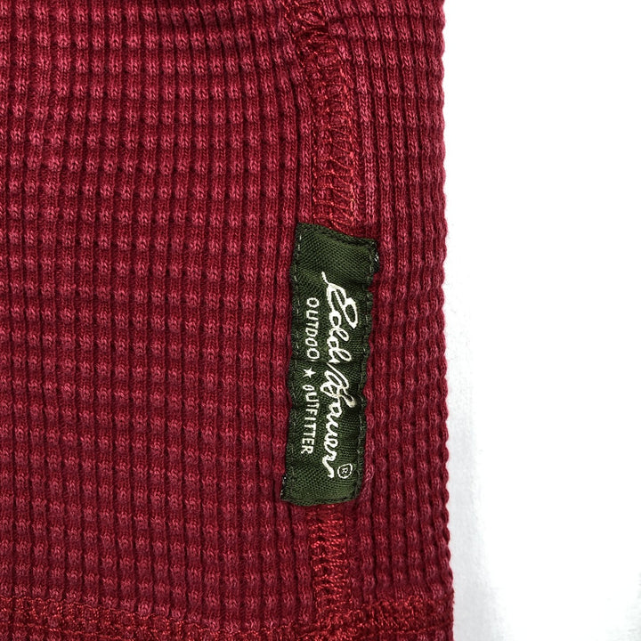 Eddie Bauer Herringbone Thermal Long-Sleeve T-Shirt, Men's Size L (approx.) cotton red type Vintage Second Hand
