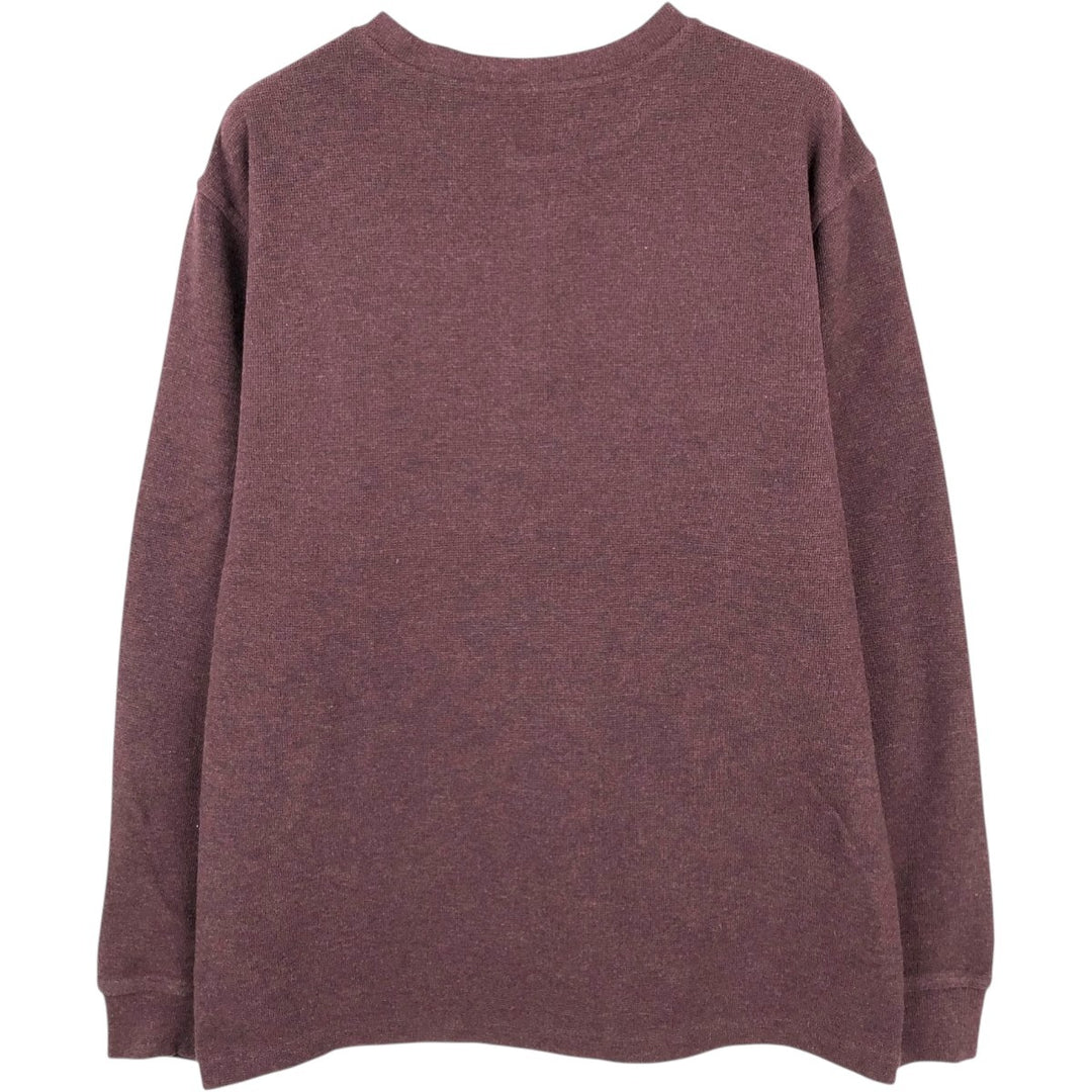 LLBean Herringbone Thermal Long-Sleeve T-Shirt (Waffle Knit) - Men's Size L (equivalent) cotton red type reddish brown Vintage Second Hand