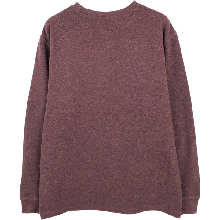 LLBean Herringbone Thermal Long-Sleeve T-Shirt (Waffle Knit) - Men's Size L (equivalent) cotton red type reddish brown Vintage Second Hand