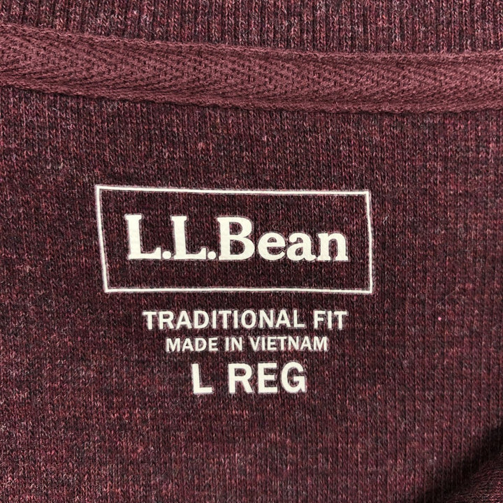 LLBean Herringbone Thermal Long-Sleeve T-Shirt (Waffle Knit) - Men's Size L (equivalent) cotton red type reddish brown Vintage Second Hand