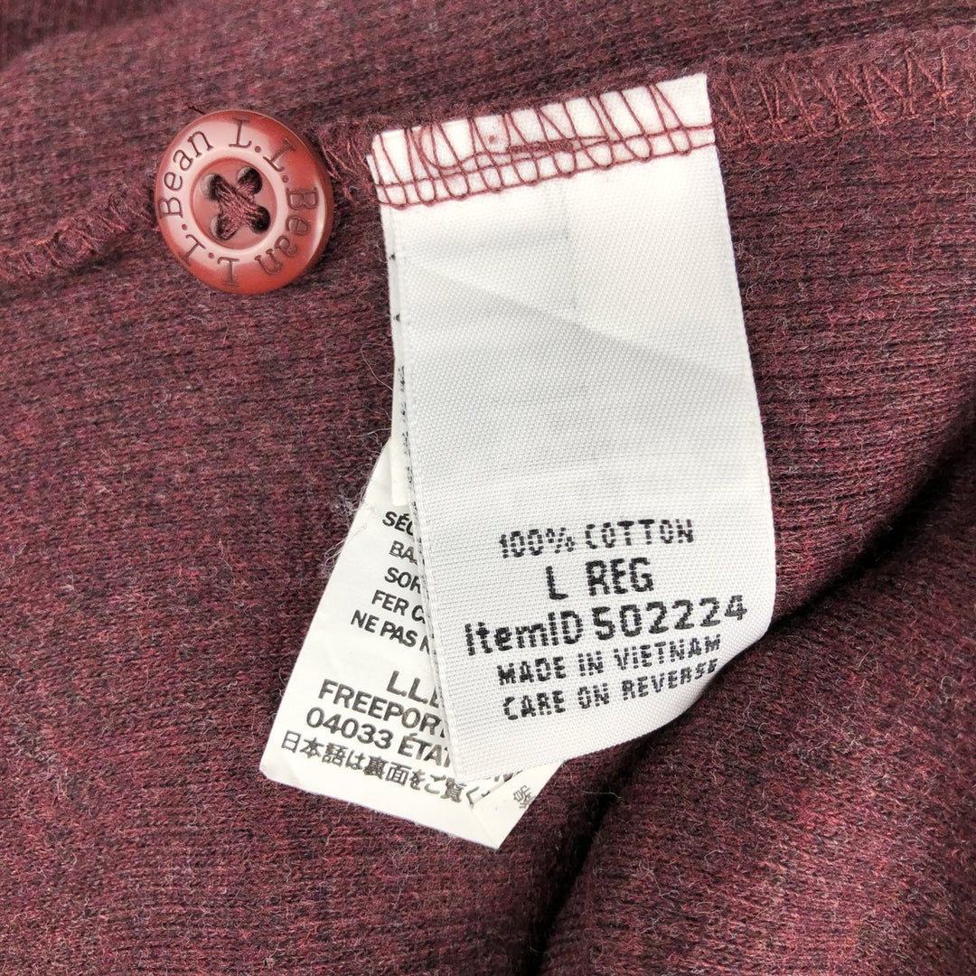 LLBean Herringbone Thermal Long-Sleeve T-Shirt (Waffle Knit) - Men's Size L (equivalent) cotton red type reddish brown Vintage Second Hand