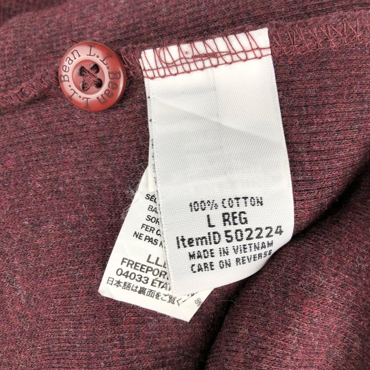 LLBean Herringbone Thermal Long-Sleeve T-Shirt (Waffle Knit) - Men's Size L (equivalent) cotton red type reddish brown Vintage Second Hand