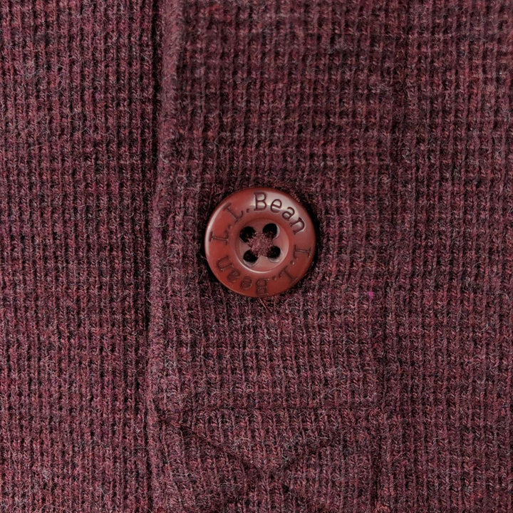 LLBean Herringbone Thermal Long-Sleeve T-Shirt (Waffle Knit) - Men's Size L (equivalent) cotton red type reddish brown Vintage Second Hand