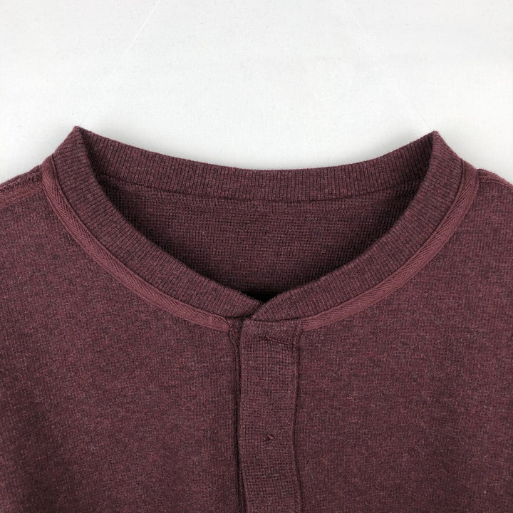 LLBean Herringbone Thermal Long-Sleeve T-Shirt (Waffle Knit) - Men's Size L (equivalent) cotton red type reddish brown Vintage Second Hand