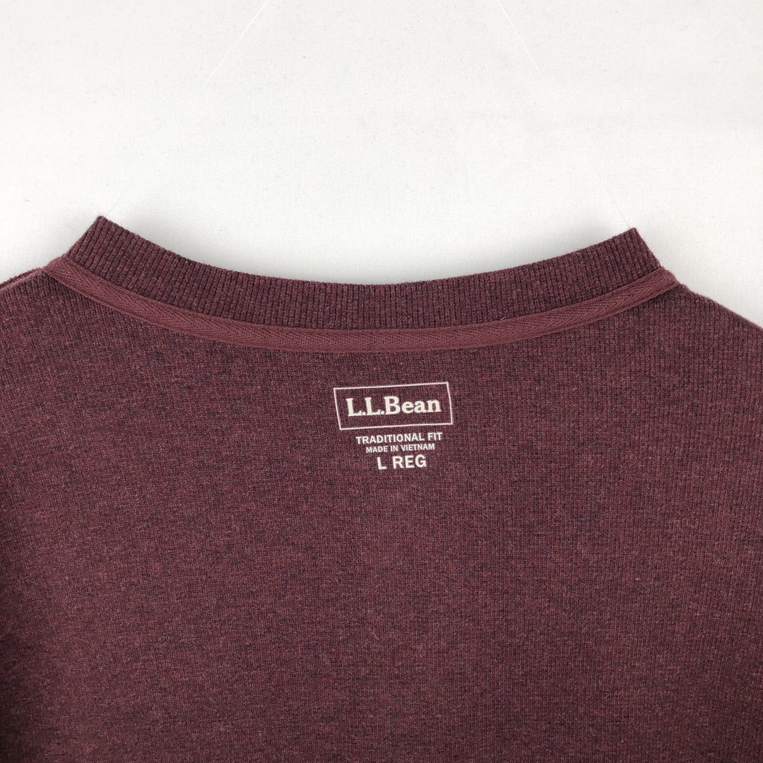 LLBean Herringbone Thermal Long-Sleeve T-Shirt (Waffle Knit) - Men's Size L (equivalent) cotton red type reddish brown Vintage Second Hand