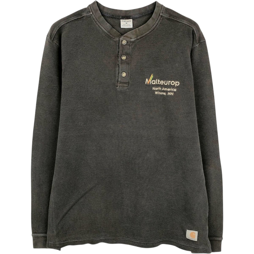 Carhartt Henley Neck Thermal Long T-Shirt, Men's Size Medium cotton Khaki type Vintage Second Hand