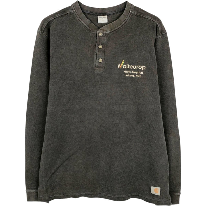 Carhartt Henley Neck Thermal Long T-Shirt, Men's Size Medium cotton Khaki type Vintage Second Hand