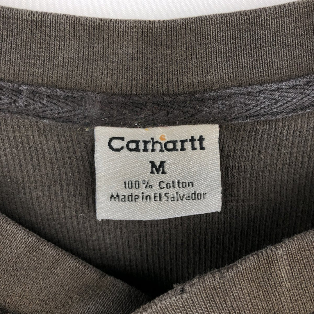 Carhartt Henley Neck Thermal Long T-Shirt, Men's Size Medium cotton Khaki type Vintage Second Hand