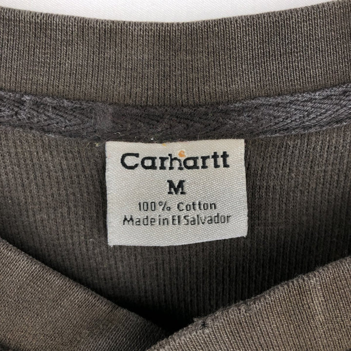 Carhartt Henley Neck Thermal Long T-Shirt, Men's Size Medium cotton Khaki type Vintage Second Hand