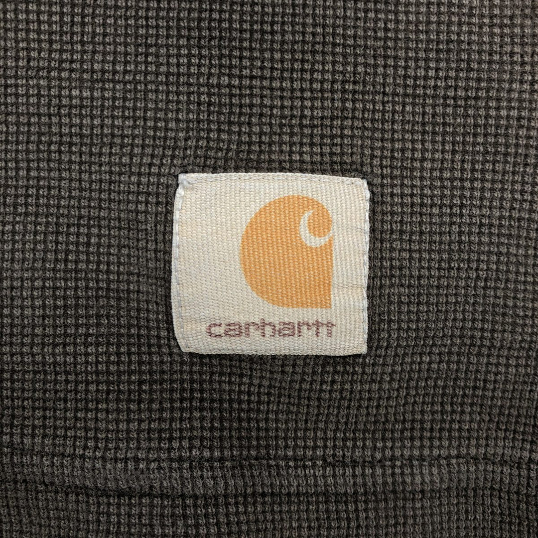 Carhartt Henley Neck Thermal Long T-Shirt, Men's Size Medium cotton Khaki type Vintage Second Hand