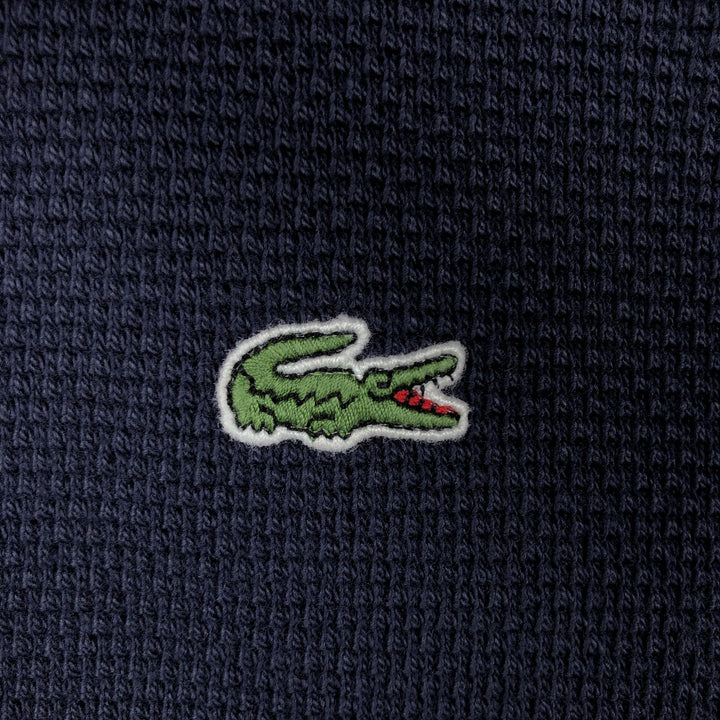 Lacoste SLIM FIT French Design Henley Neck Thermal Long-Sleeve T-Shirt, Size 7 (Men's XXL equivalent) cotton navy blue type Vintage Second Hand