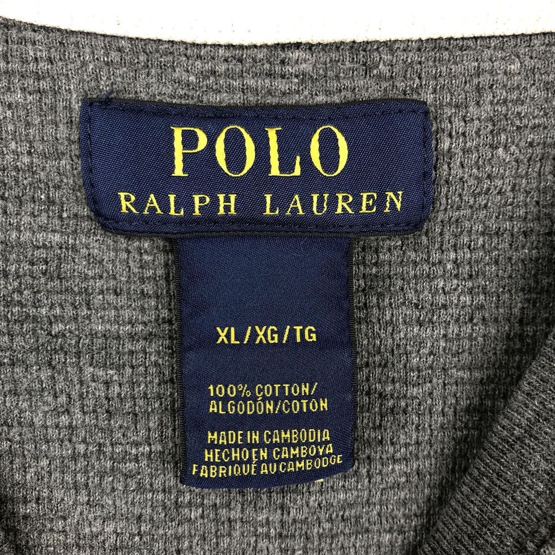 Ralph Lauren POLO RALPH LAUREN Thermal Long T-shirt Waffle Men's XL cotton gray type Vintage Second Hand