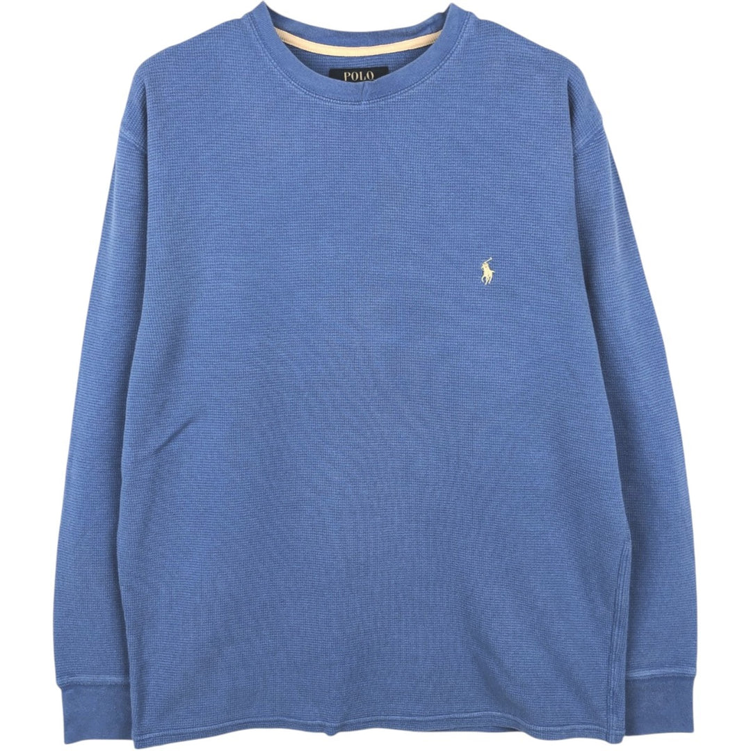 Ralph Lauren POLO RALPH LAUREN Thermal Ron T Waffle Men's L size cotton Blue type light blue Vintage Second Hand