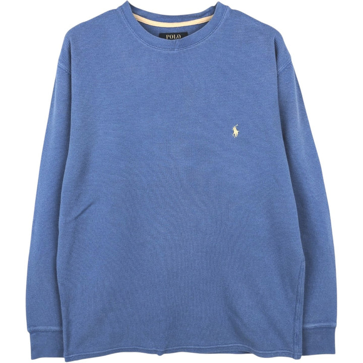 Ralph Lauren POLO RALPH LAUREN Thermal Ron T Waffle Men's L size cotton Blue type light blue Vintage Second Hand