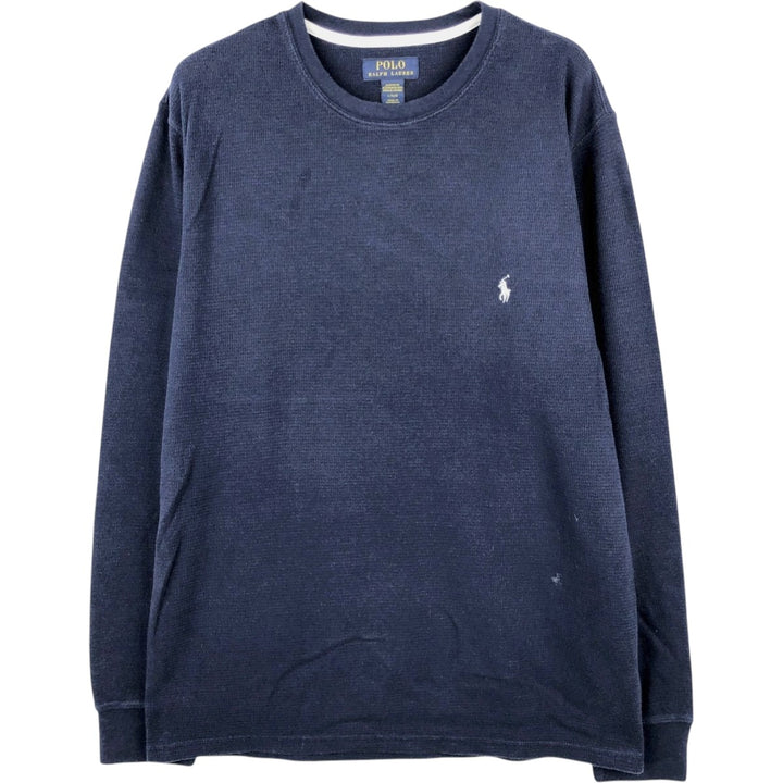 Ralph Lauren POLO RALPH LAUREN SLEEPWEAR Thermal Long T-shirt Honeycomb Men's L size cotton navy blue type Vintage Second Hand