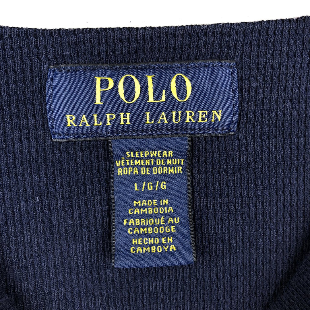 Ralph Lauren POLO RALPH LAUREN SLEEPWEAR Thermal Long T-shirt Honeycomb Men's L size cotton navy blue type Vintage Second Hand