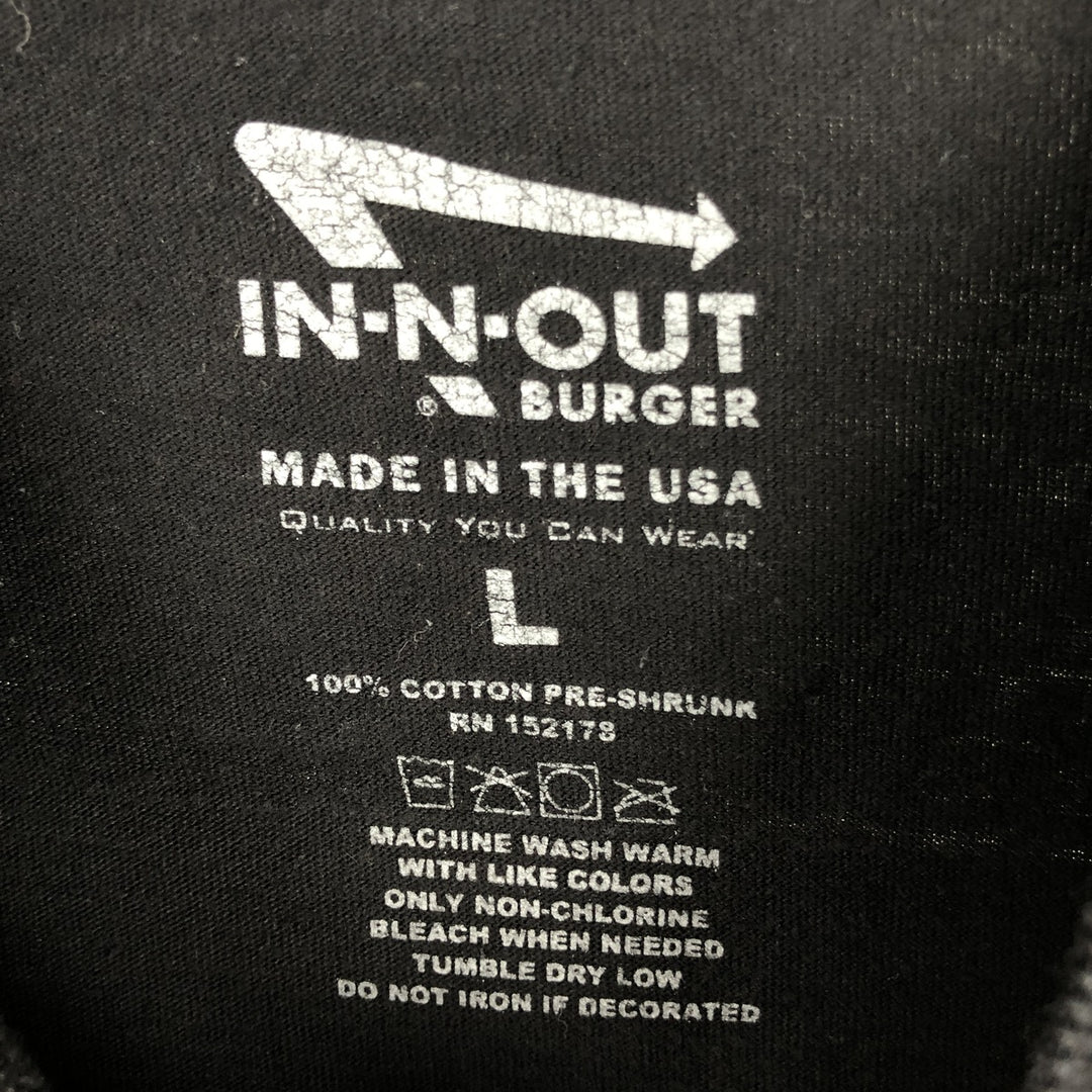 IN-N-OUT BURGER In-N-Out Burger Advertising T-shirt Made in USA Men's L size cotton black type Vintage Second Hand