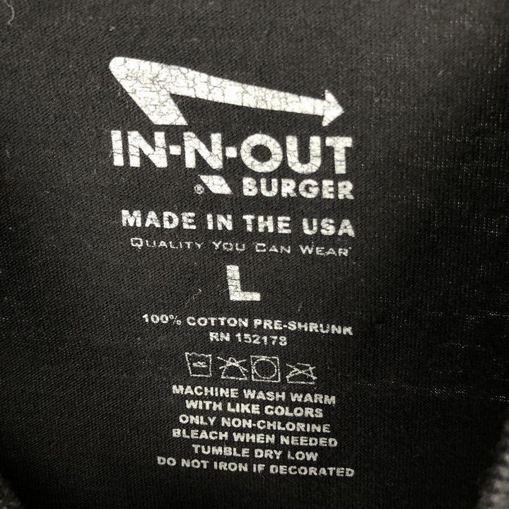 IN-N-OUT BURGER In-N-Out Burger Advertising T-shirt Made in USA Men's L size cotton black type Vintage Second Hand