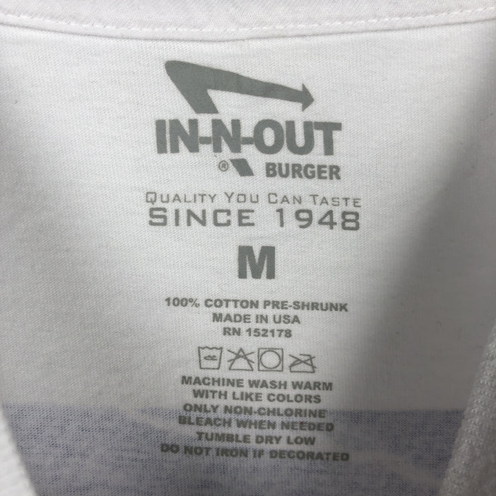 IN-N-OUT BURGER In-N-Out Burger Advertising T-shirt Made in USA Men's M size cotton white type Vintage Second Hand