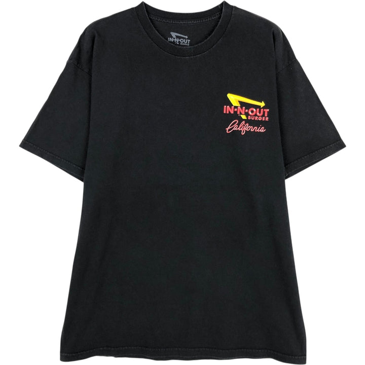 IN-N-OUT BURGER In-and-Out Burger Advertising T-shirt, Men's L size cotton black type Vintage Second Hand