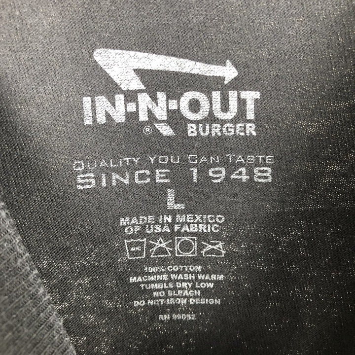 IN-N-OUT BURGER In-and-Out Burger Advertising T-shirt, Men's L size cotton black type Vintage Second Hand
