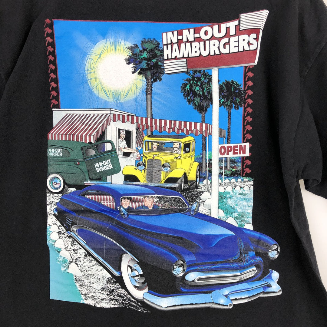 IN-N-OUT BURGER In-and-Out Burger Advertising T-shirt, Men's L size cotton black type Vintage Second Hand