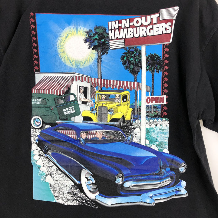 IN-N-OUT BURGER In-and-Out Burger Advertising T-shirt, Men's L size cotton black type Vintage Second Hand