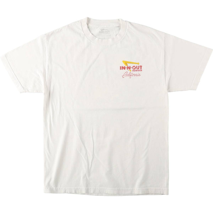 IN-N-OUT BURGER In-and-Out Burger Advertising T-shirt, Men's L size cotton white type Vintage Second Hand