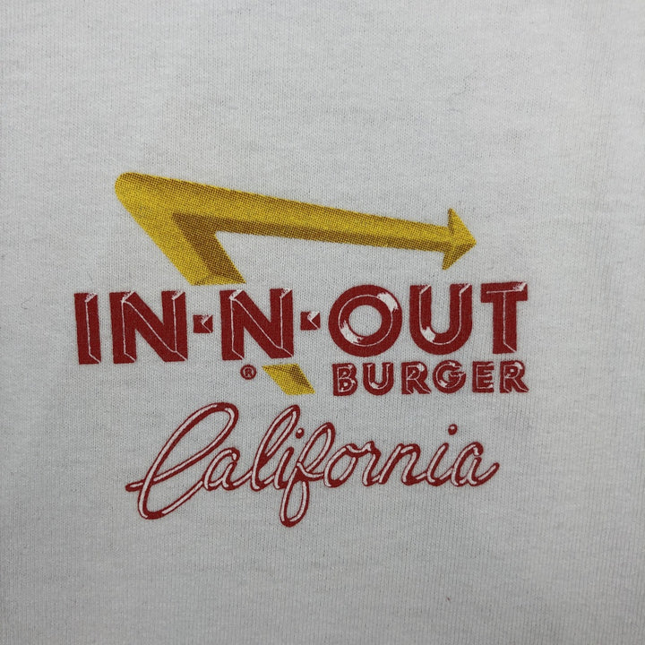 IN-N-OUT BURGER In-and-Out Burger Advertising T-shirt, Men's L size cotton white type Vintage Second Hand