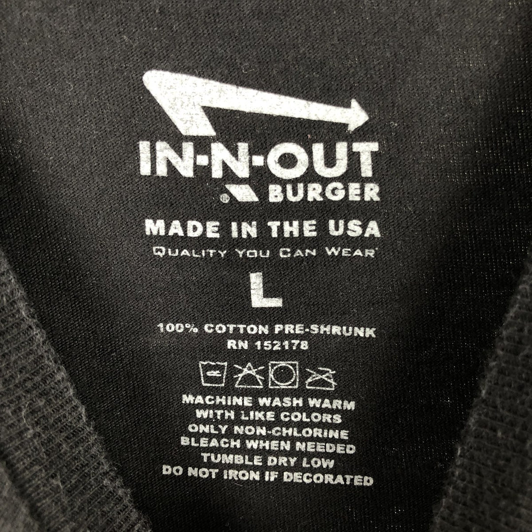 IN-N-OUT BURGER In-N-Out Burger Advertising T-shirt Made in USA Men's L size cotton black type Vintage Second Hand