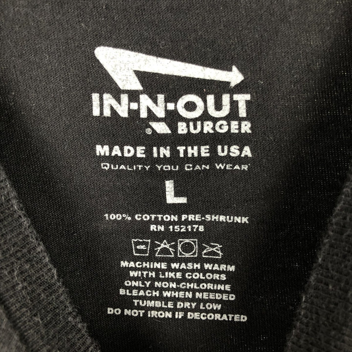 IN-N-OUT BURGER In-N-Out Burger Advertising T-shirt Made in USA Men's L size cotton black type Vintage Second Hand