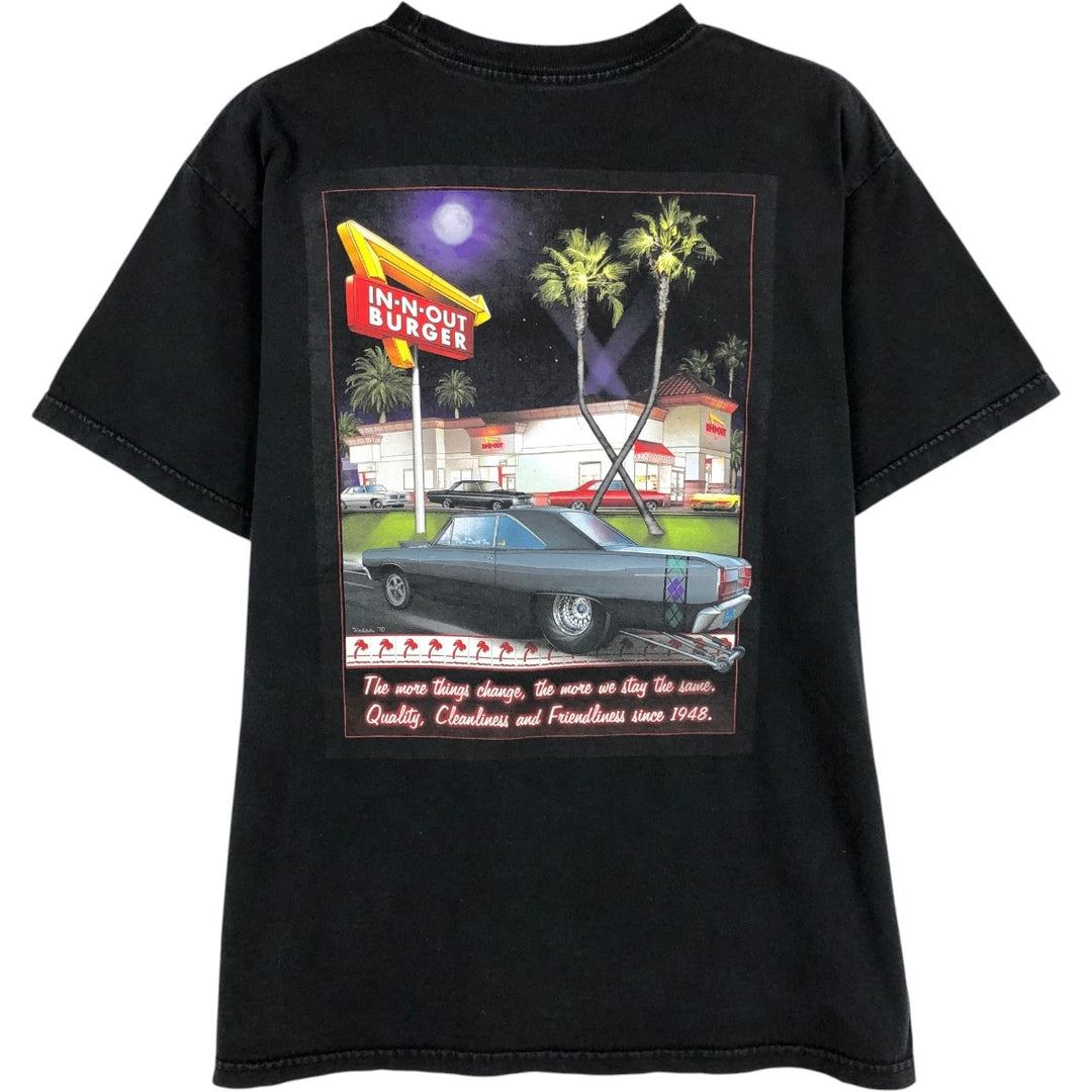 IN-N-OUT BURGER In-and-Out Burger Advertising T-shirt, Men's M size cotton black type Vintage Second Hand