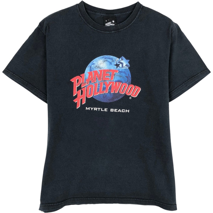 90'S Planet Hollywood advertising t-shirt, men's size XL equivalent, vintage. unclear navy blue type Vintage Second Hand