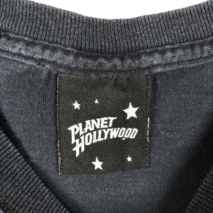 90'S Planet Hollywood advertising t-shirt, men's size XL equivalent, vintage. unclear navy blue type Vintage Second Hand