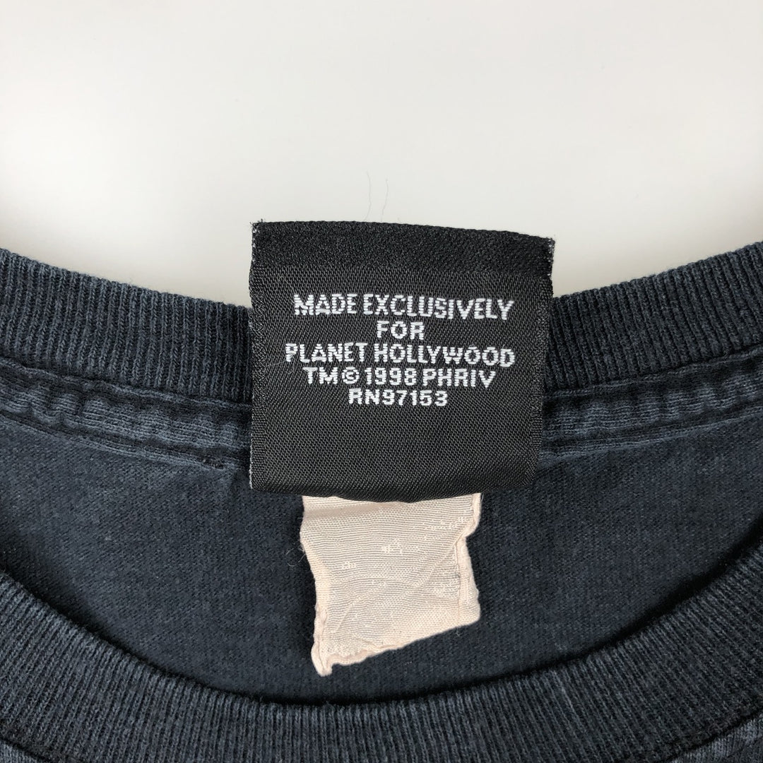 90'S Planet Hollywood advertising t-shirt, men's size XL equivalent, vintage. unclear navy blue type Vintage Second Hand