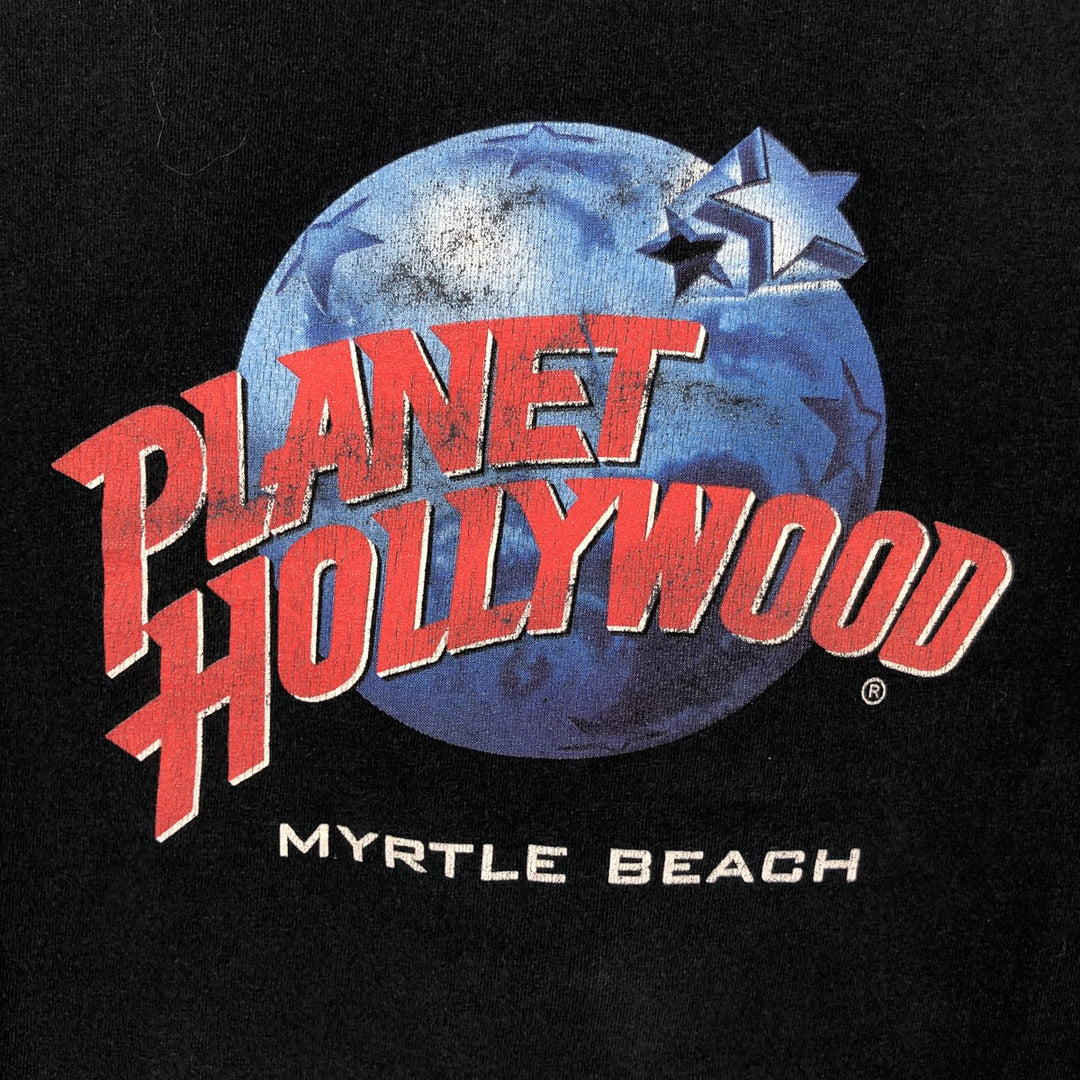 90'S Planet Hollywood advertising t-shirt, men's size XL equivalent, vintage. unclear navy blue type Vintage Second Hand