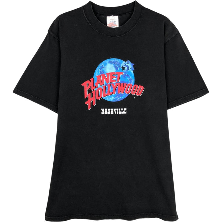 90'S Planet Hollywood Advertising T-Shirt, Made in USA, Men's Size M (approx.), Vintage cotton black type Vintage Second Hand