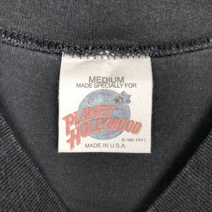 90'S Planet Hollywood Advertising T-Shirt, Made in USA, Men's Size M (approx.), Vintage cotton black type Vintage Second Hand