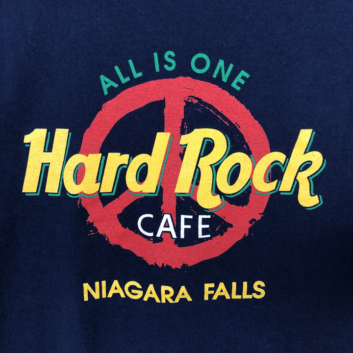 90'S Hard Rock Cafe Peace Sign Advertising T-Shirt, Made in USA, Men's XL equivalent, Vintage cotton navy blue type Vintage Second Hand