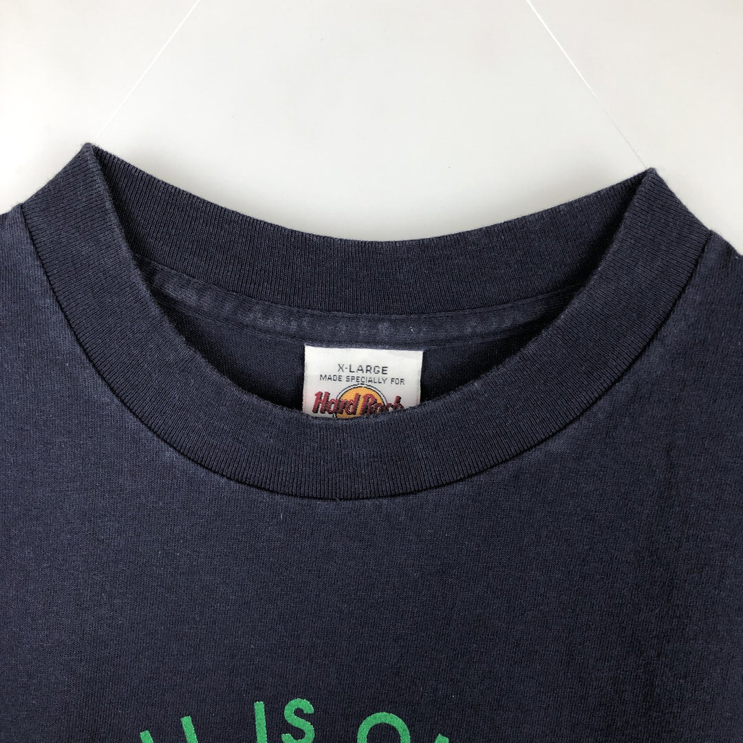 90'S Hard Rock Cafe Peace Sign Advertising T-Shirt, Made in USA, Men's XL equivalent, Vintage cotton navy blue type Vintage Second Hand
