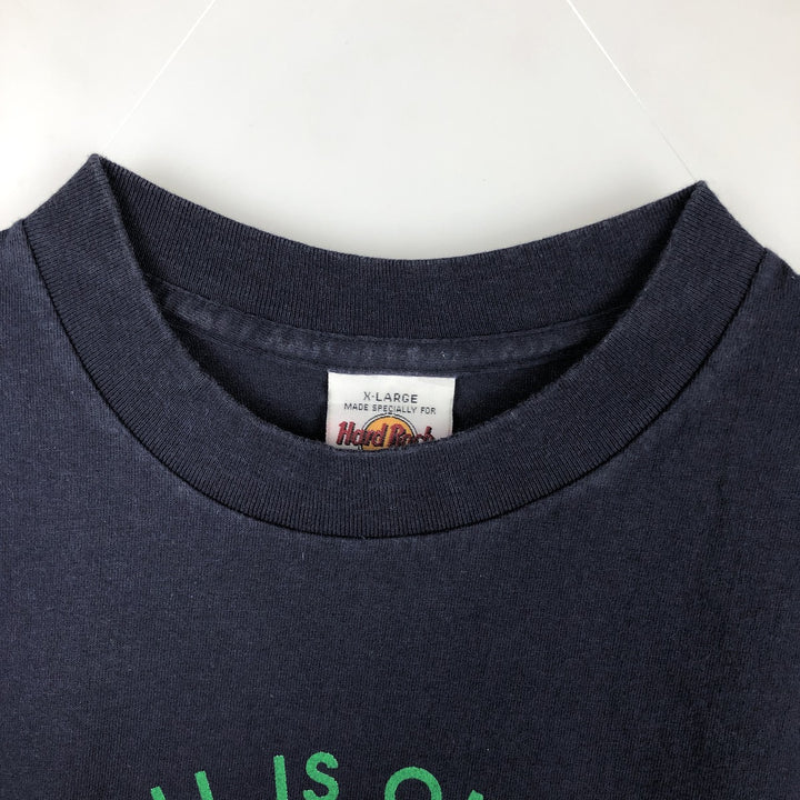 90'S Hard Rock Cafe Peace Sign Advertising T-Shirt, Made in USA, Men's XL equivalent, Vintage cotton navy blue type Vintage Second Hand