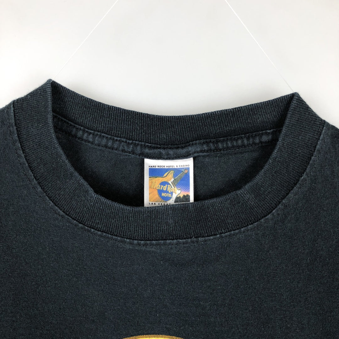 90s-era Hard Rock Hotel advertising T-shirt, men's size L equivalent, vintage. cotton navy blue type Vintage Second Hand