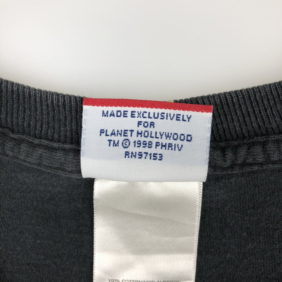90'S Planet Hollywood PLANET 2000 Advertising T-Shirt, Men's XL equivalent, Vintage cotton black type Vintage Second Hand